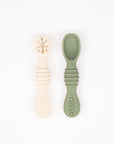 Micasso & Co Les cuillères d'apprentissage en silicone pour bébé Alimentation Micasso & Co Vert tendre et crème