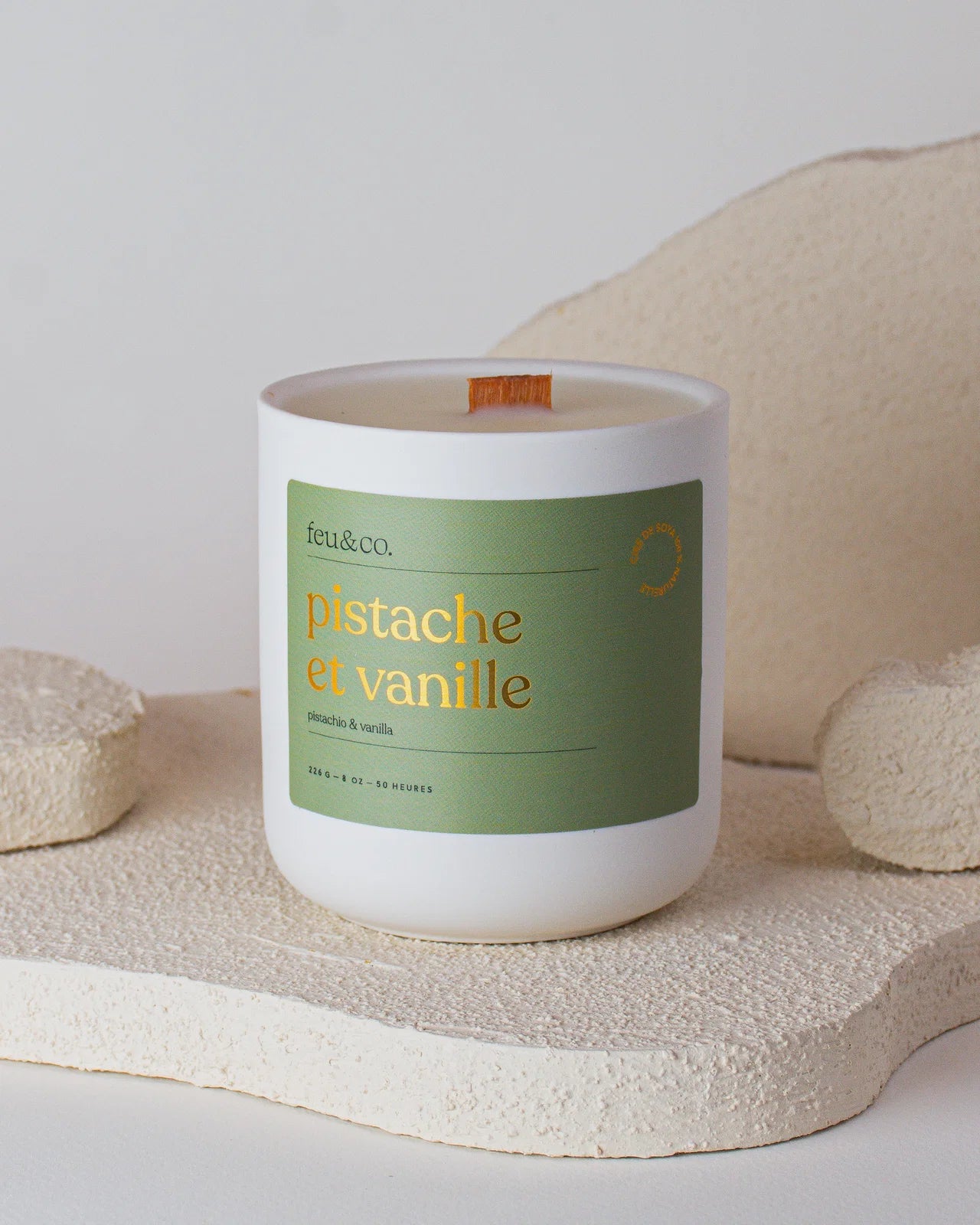 Feu&amp;Co Chandelle de soya Maison Feu&amp;Co Pistache et vanille