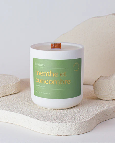 Feu & Co Chandelle de soya 226 g | Fait au Québec Maison Feu&Co Menthe & concombre