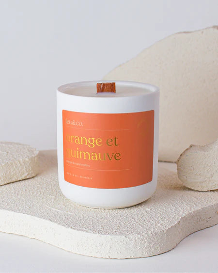 Feu & Co Chandelle de soya 226 g | Fait au Québec Maison Feu&Co Orange & guimauve