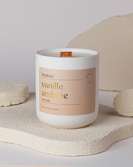 Feu & Co Chandelle de soya 226 g | Fait au Québec Maison Feu&Co Vanille ambrée