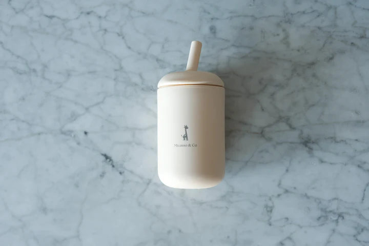 Micasso & Co Tasse Gobelet en silicone à paille et à bec Alimentation Micasso & Co Blanc crème  