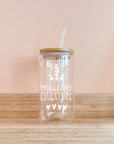 MÖMY Verre Boho - Collection Éducatrice Maison MÖMY Meilleure éducatrice - Fougère et coeurs blancs