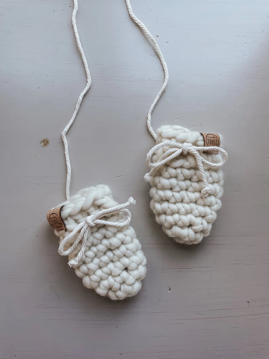 Les petits Tousi Mitaines de laine - Collection NEUTRE 6-12 mois  Les petits tousi Blanc - Coton  