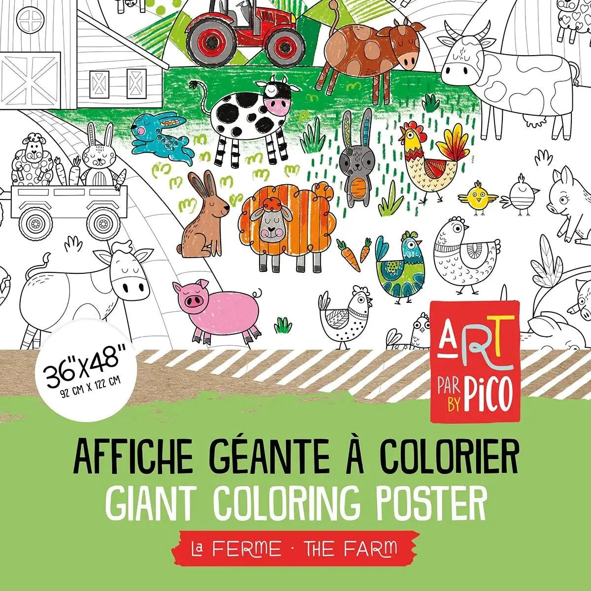 Pico Coloriage géant Éducation Pico Tatouages Temporaires Ferme