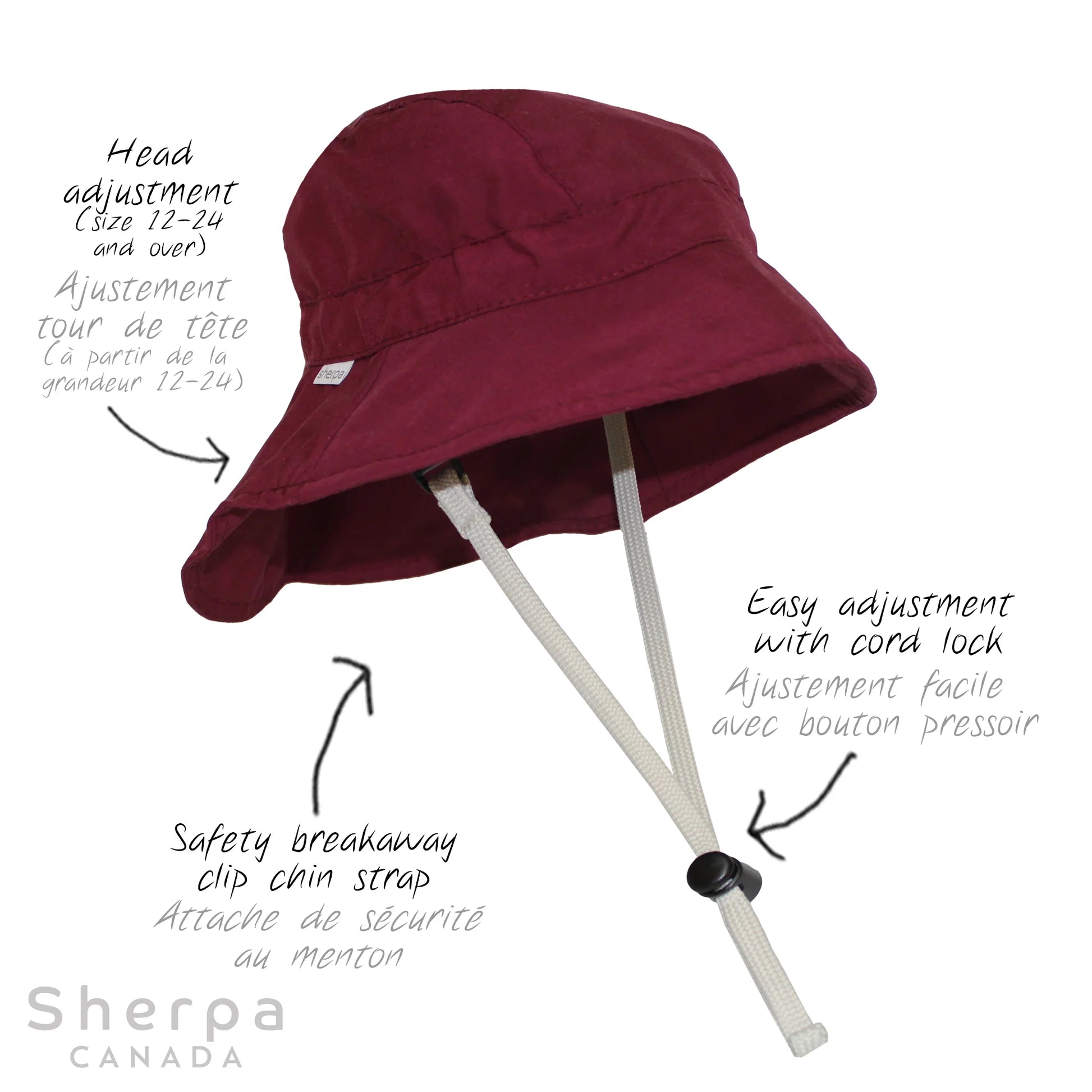 Sherpa Canada Chapeau en nylon pour l'été Vêtements Sherpa Canada 3-6 mois Framboise 