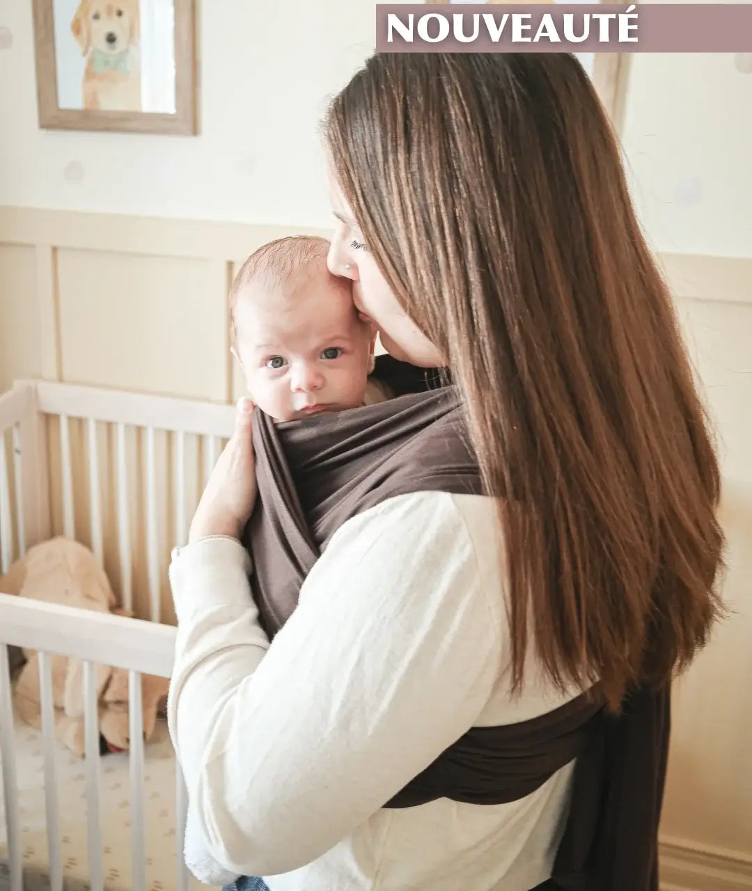 Gustine Écharpe extensible de portage pré-nouée 2 en 1 en bambou ou en coton MK Baby Portage Gustine baby carrier Brownie ( coton )