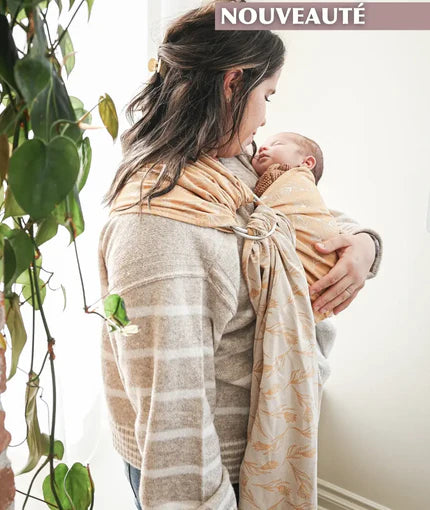 Gustine Écharpe à anneaux Ring sling en coton tissé Portage Gustine baby carrier Garden honey