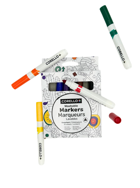 Corello Ensemble 8 Marqueurs Lavables à pointe conique Accessoires Corello