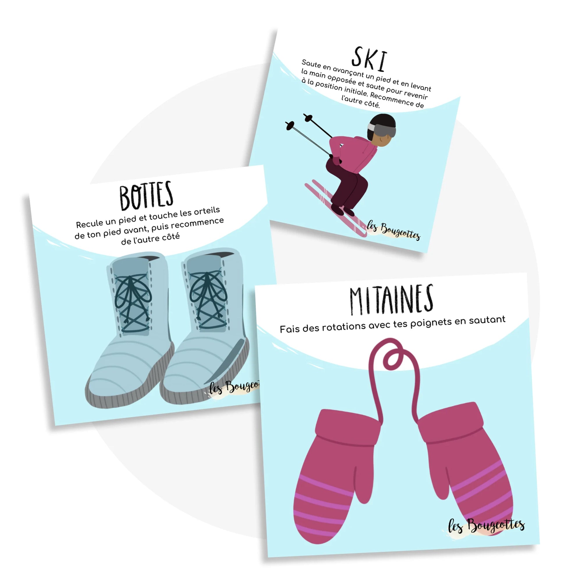 Les Bougeottes Cartes d'apprentissage - Hiver Éducation Les Bougeottes