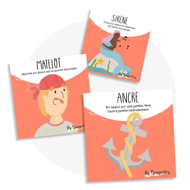 Les Bougeottes Cartes d'apprentissage - Pirates Éducation Les Bougeottes