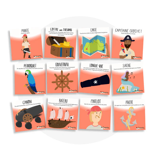 Les Bougeottes Cartes d'apprentissage - Pirates Éducation Les Bougeottes
