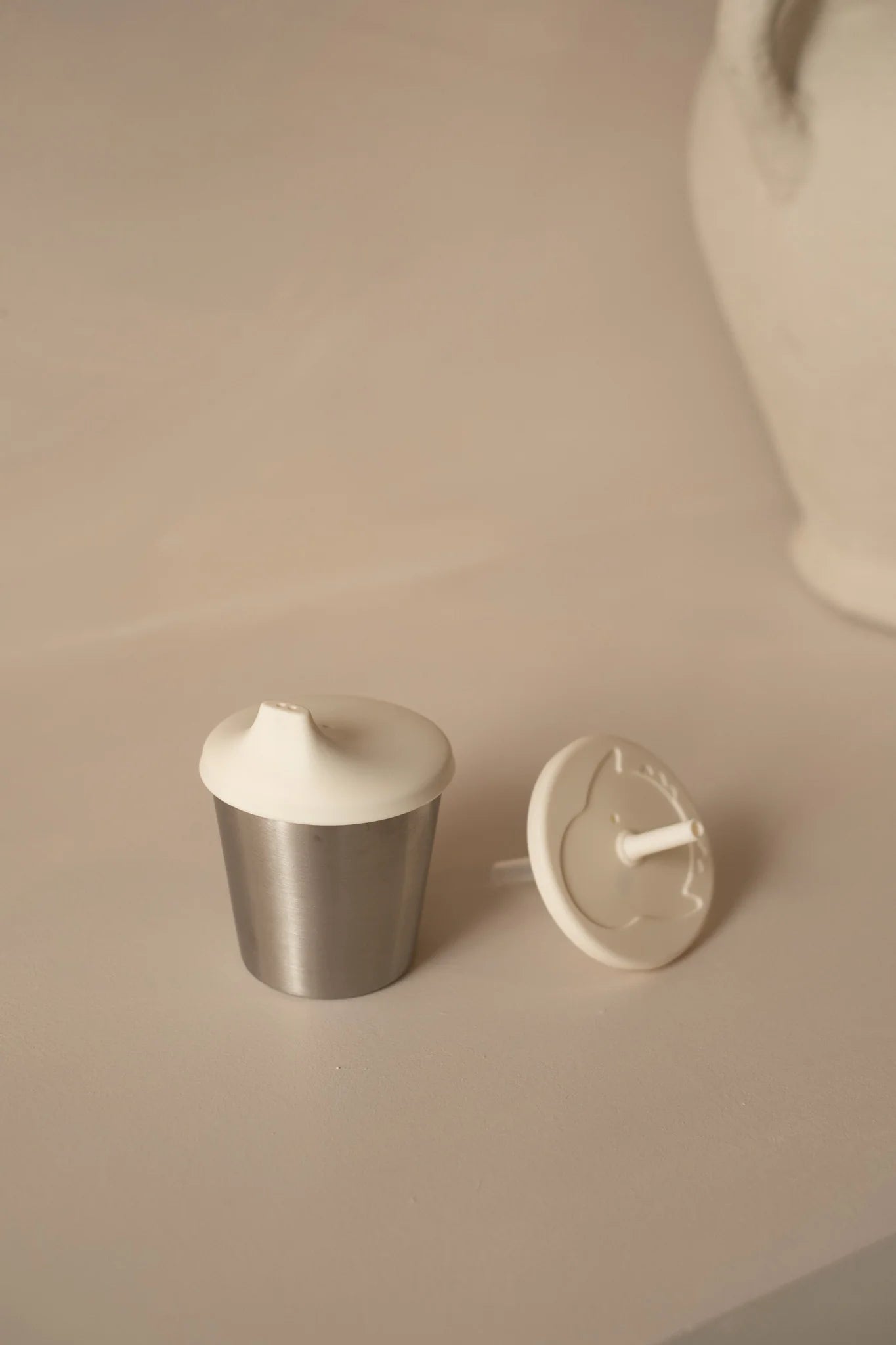 Micasso & Co Gobelet à paille et à bec en acier inoxydable 2 en 1 Alimentation Micasso & Co Blanc crème