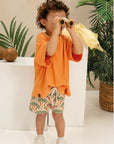 O'vole T-Shirt évolutif 12 à 36 mois - Collection Printemps Été Créations Ovole Oversized Tangerine - Cotelé