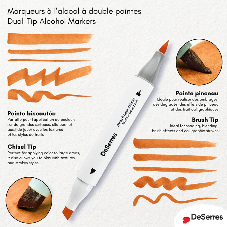 DeSerres Ensemble 6 marqueurs alcool à double pointe couleurs primaires Éducation DeSerres
