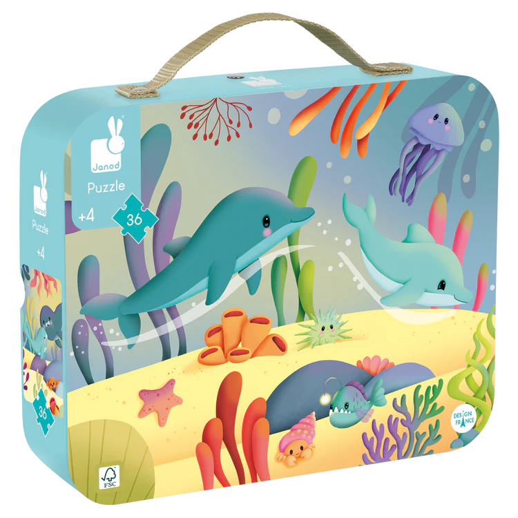 Janod Casse-tête panoramique Animaux marins 36 pièces Jouets Janod