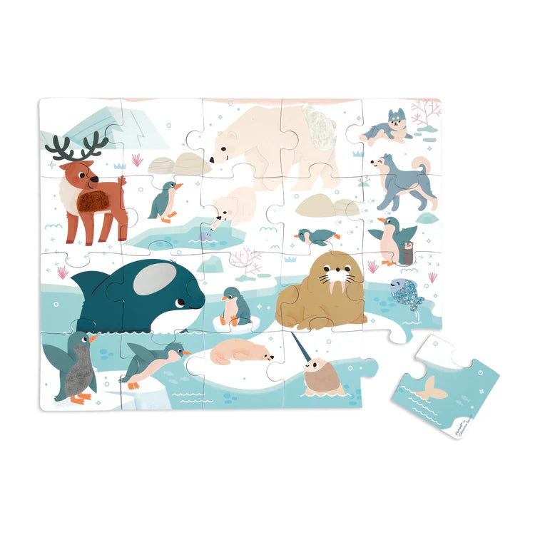 Janod Casse-tête tactile géant Les animaux polaires 20 pièces Jouets Janod