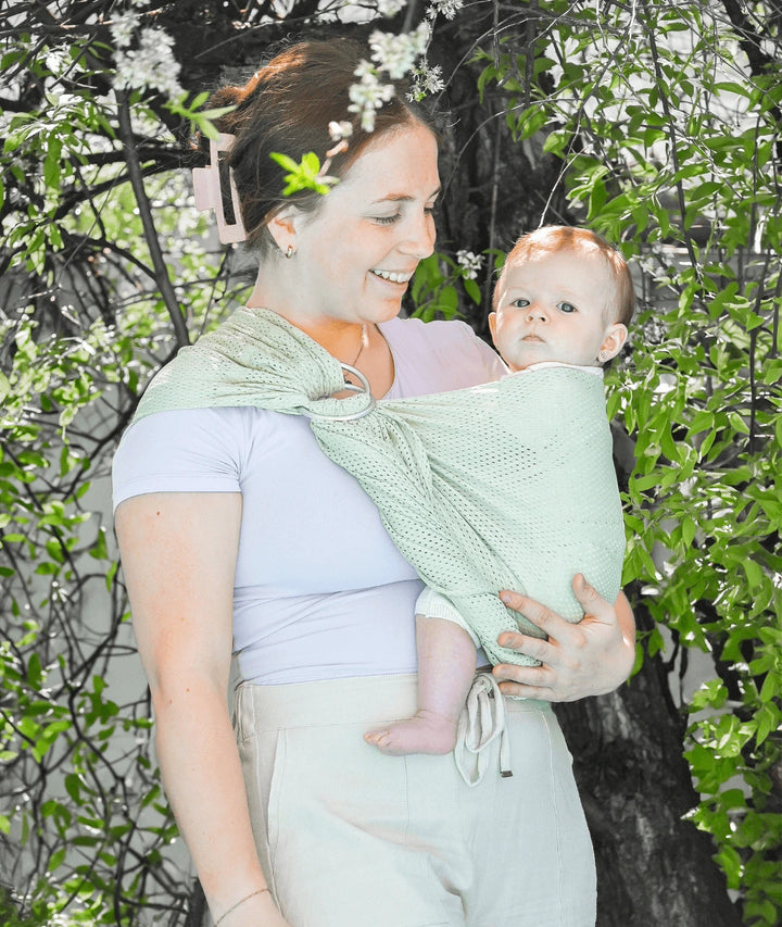 Gustine Écharpe à anneaux Ring Sling Breathe en tissu filet Portage Gustine baby carrier Palmier - Palm Tree