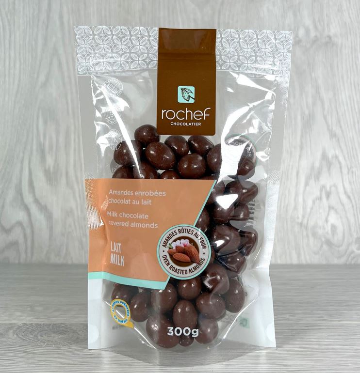 Rochef Chocolatier Amandes rôties au four enrobées de chocolat au lait Gourmandise Rochef Chocolatier 300g