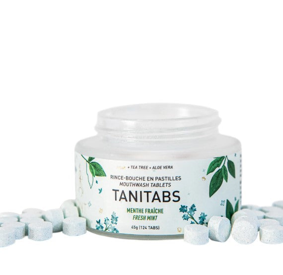 Tanit Rince bouche en pastilles Soins corporels Tanit Pot de 124 pastilles - Menthe