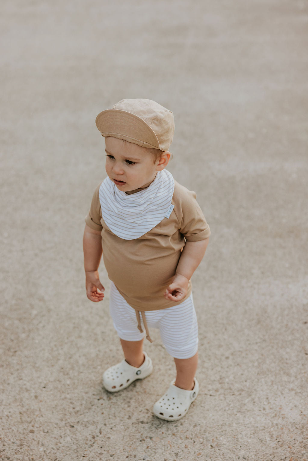 Zak & Zoé Bavoir drapé Vêtements Zak & Zoé Ligné Beige & blanc