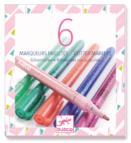Djeco 6 marqueurs pailletés Jouets Djeco   