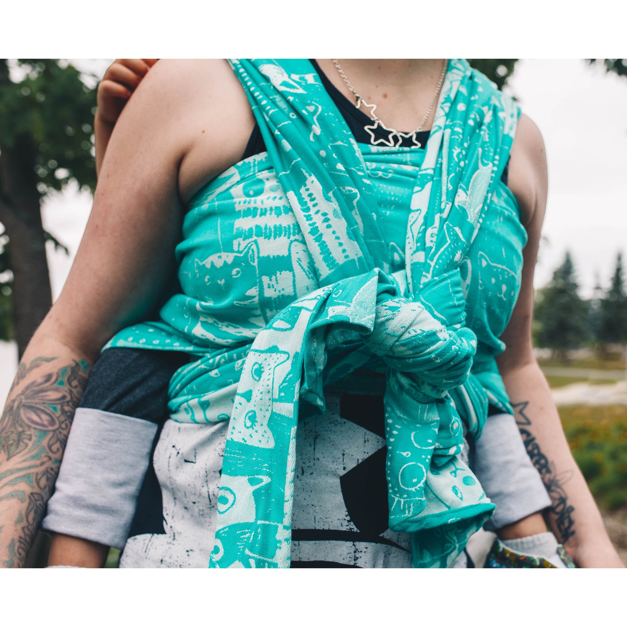 Gustine Écharpe tissée de portage Portage Gustine baby carrier Léo turquoise Taille 6 