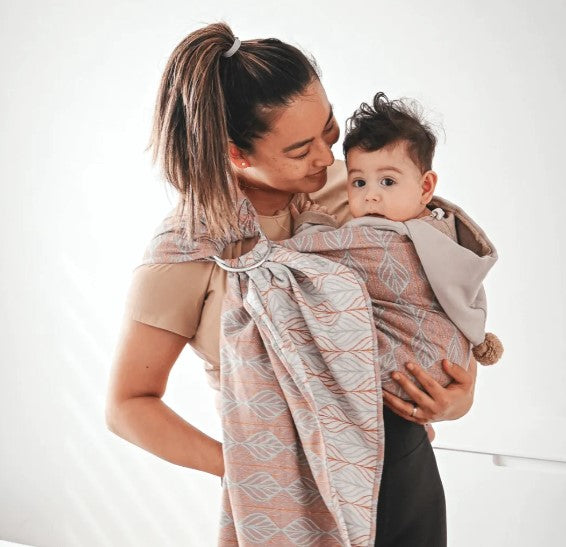 Gustine Écharpe à anneaux Ring Sling en lin Portage Gustine baby carrier Dream coral