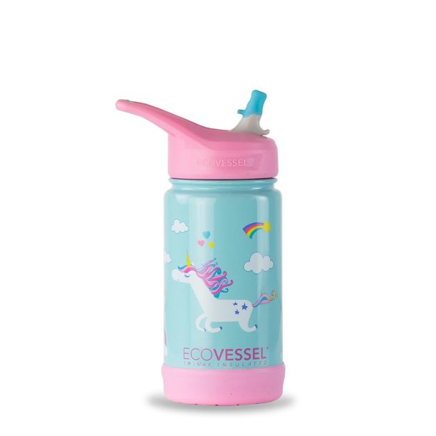 Ecovessel Gourde à paille isolée 12 oz Alimentation Ecovessel Licornes  