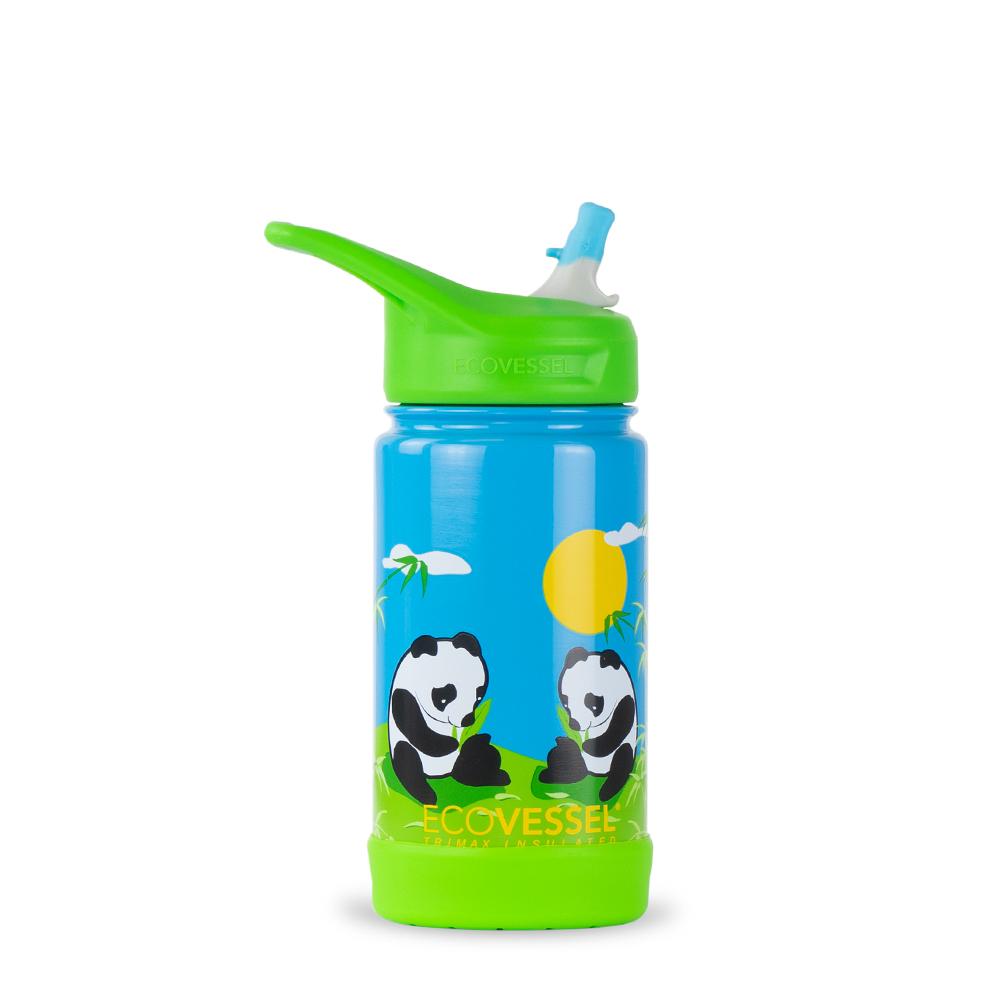 Ecovessel Gourde à paille isolée 12 oz Alimentation Ecovessel Panda  