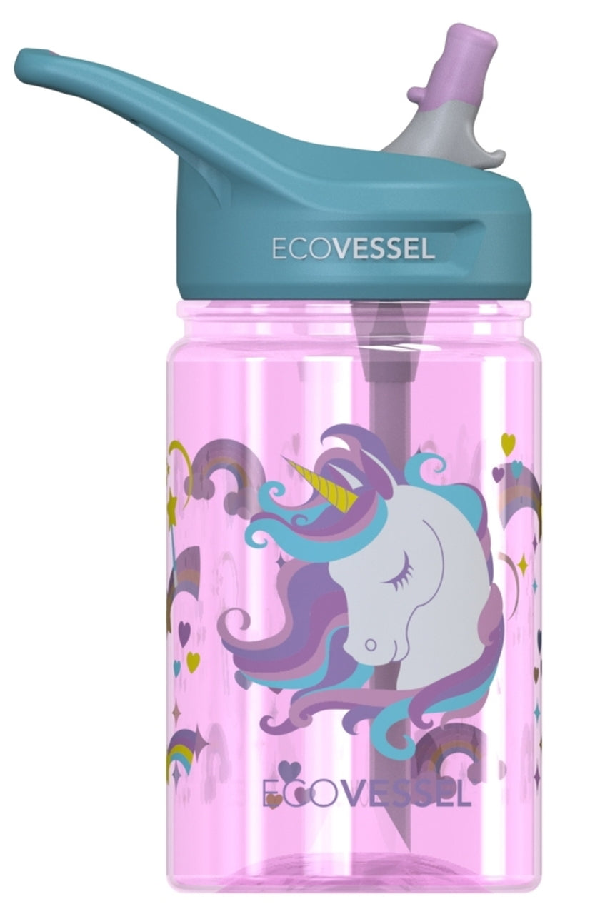 Ecovessel Gourde Splash à paille 12 oz Alimentation Ecovessel Licorne  