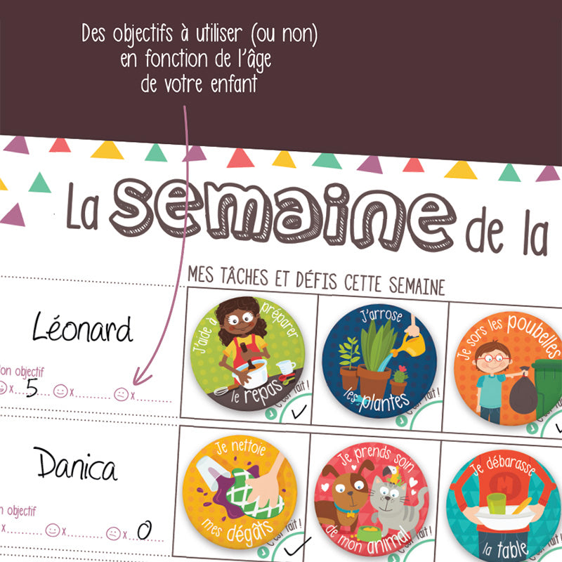 Minimo Organisateur Familial hebdomadaire Vertical Éducation Minimo Playful Motivation Ludique