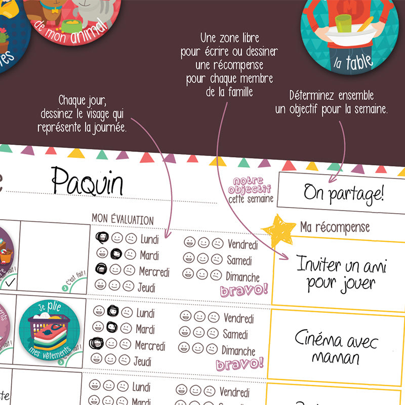 Minimo Organisateur Familial hebdomadaire Vertical Éducation Minimo Playful Motivation Ludique