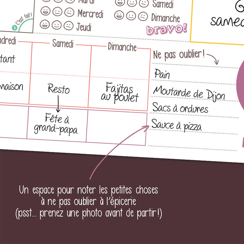 Minimo Organisateur Familial hebdomadaire Vertical Éducation Minimo Playful Motivation Ludique